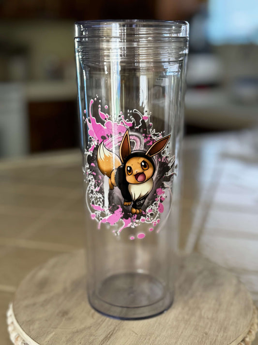 18 Ounce Double Wall Tumbler W/Straw Eevee art